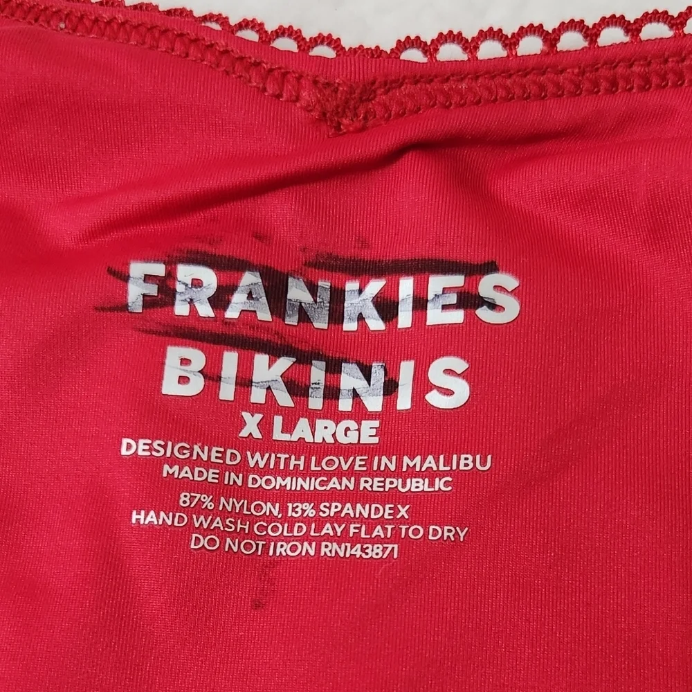 New!Frankie's Bikinis‎ Enzo Ribbed Cheeky Bikini Bottom Crimson